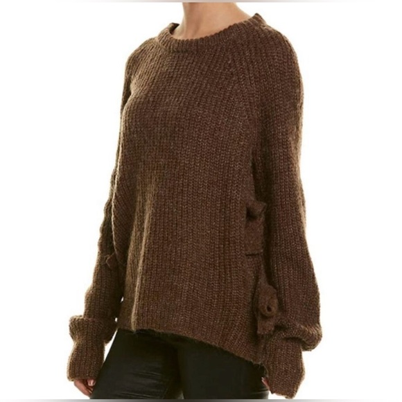 ASTR The Label Brown Lexie Side Tie Chunky Sweater Wool Blend - Picture 3 of 10